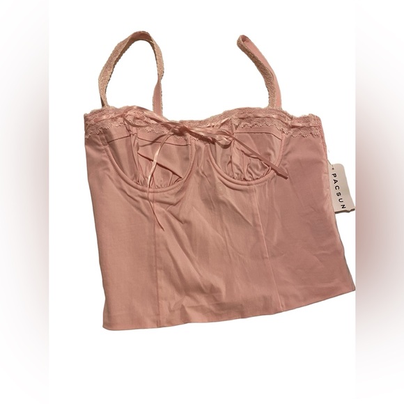 2000’s Y2k Women’s halter small by Pac sun NWT’s pink bustier smocked summer top - Picture 1 of 13